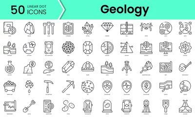 Foto op Canvas Set of geology icons. Line art style icons bundle. vector illustration © IconKitty 