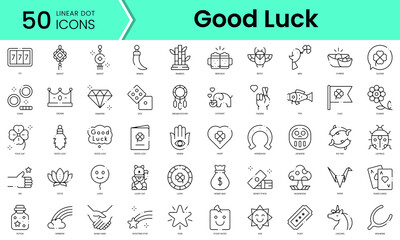 Fototapeta na wymiar Set of good luck icons. Line art style icons bundle. vector illustration