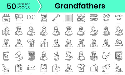 Set of grandfathers icons. Line art style icons bundle. vector illustration