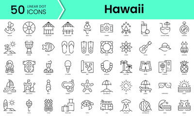 Set of hawaii icons. Line art style icons bundle. vector illustration