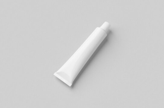 White metal cream tube mockup.