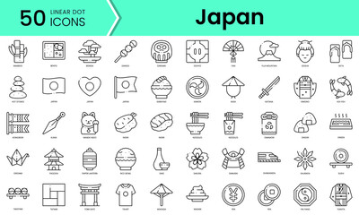 Set of japan icons. Line art style icons bundle. vector illustration