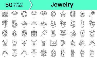 Fototapeta na wymiar Set of jewelry icons. Line art style icons bundle. vector illustration