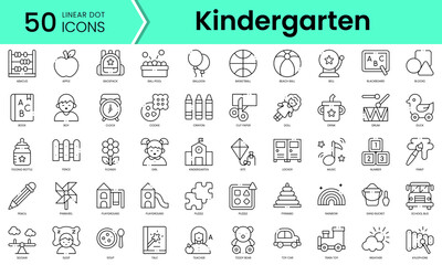Set of kindergarten icons. Line art style icons bundle. vector illustration