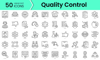 Set of quality control icons. Line art style icons bundle. vector illustration