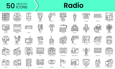 Set of radio icons. Line art style icons bundle. vector illustration