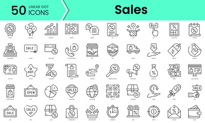 Set of sales icons. Line art style icons bundle. vector illustration