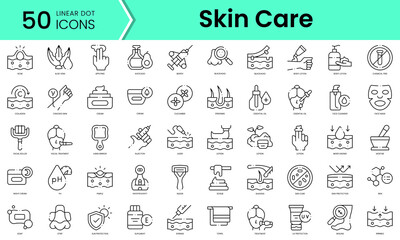 Set of skin care icons. Line art style icons bundle. vector illustration