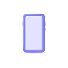 3d mobile phone icon in cartoon minimal style.