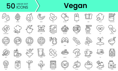 Obraz na płótnie Canvas Set of vegan icons. Line art style icons bundle. vector illustration