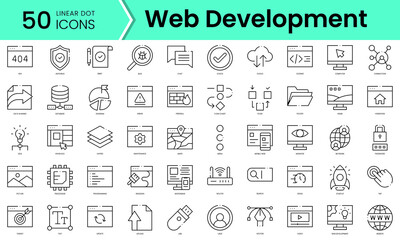 Set of web development icons. Line art style icons bundle. vector illustration