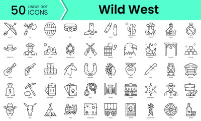 Set of wild west icons. Line art style icons bundle. vector illustration - obrazy, fototapety, plakaty