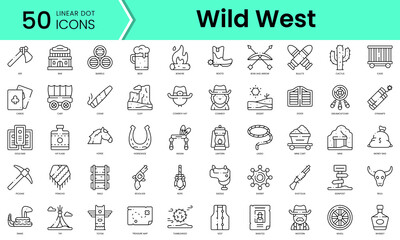Set of wild west icons. Line art style icons bundle. vector illustration