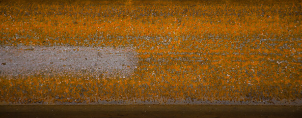 Surface of top of rail. Rusty metal surface pattern. Stained iron texture. Background for transport concept or 3d modeling