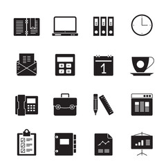 Silhouette Business and Office icons - vector icon set