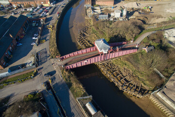 Bridge over the river Hull. Wilmington Railway bridge. steel swing bridge. Wincolmlee. Kingston upon Hull