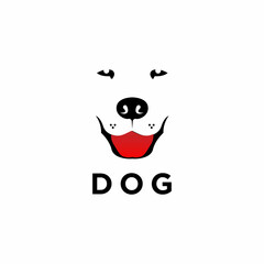 dog face smile happy cute pet head logo vector icon