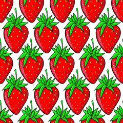 Seamless pattern of strawberries in isolate on a white background. Sweet berry.Vector illustration.
