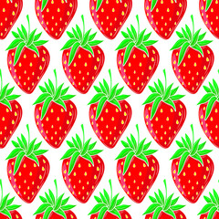 Seamless pattern of strawberries in isolate on a white background. Sweet berry.Vector illustration.