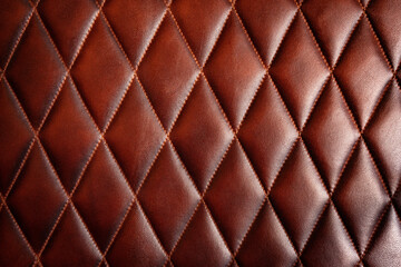 Fototapeta premium Faux leather brown diamond stitched chair furniture texture, luxury home decor detail