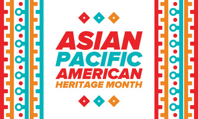 Fototapeta premium Asian Pacific American Heritage Month. Celebrated in May. It celebrates the culture, traditions and history of Asian Americans and Pacific Islanders in the United States. Poster, card, banner. Vector