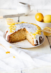 Lemon Cake made  decorated with Icing and candied lemon