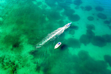 Aerial view of yahts