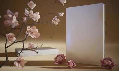 Book Mockup with Flowers 01