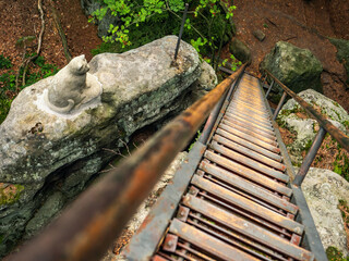 Katzstein in der Sächsischen Schweiz - Leiter zum Katzfels