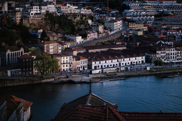 Fototapeta na wymiar View of the Douro River and Ribeiro in Porto, Portugal.
