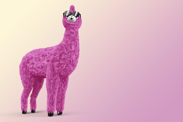 Happy cute alpaca, 3d rendering illustration © Thanasantipan