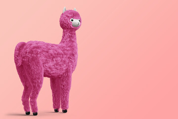 Happy cute alpaca, 3d rendering illustration