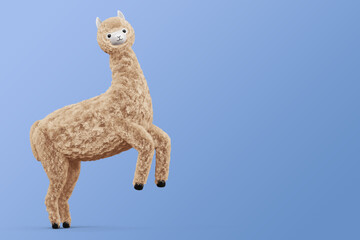 Happy cute alpaca, 3d rendering illustration