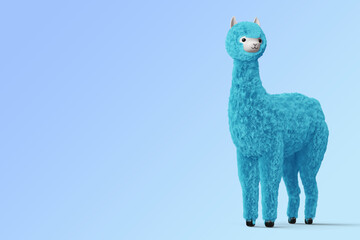 Happy cute alpaca, 3d rendering illustration