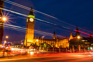 Fototapeta na wymiar London Big Ben Langzeitbelichtungbei Nacht