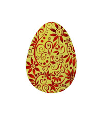 Easter painted egg with a pattern of flowers and curls. Watercolor.