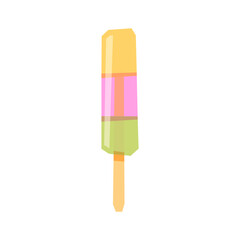 Colorful popsicle, low poly vector on isolated background. Tropical fruit ice cream Illustration made in overprinting technique.