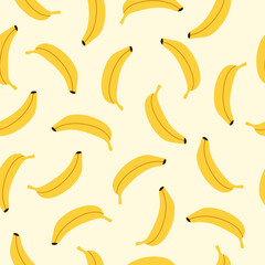 Exotic seamless pattern with yellow bananas on white background 