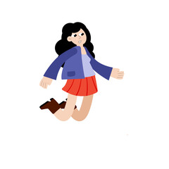 Young woman jump. Joy and enjoyment of life. A modern trendy female character. Happy girl in active motion.