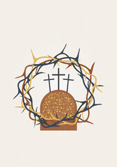  Easter crown of thorns boho minimalist printable wall art - 498147978