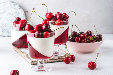 panna cotta with cherry jelly