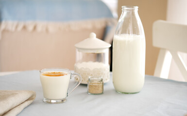 Traditional Turkish hot beverage salep or Sahlep.