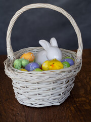 easter basket with eggs and bunny