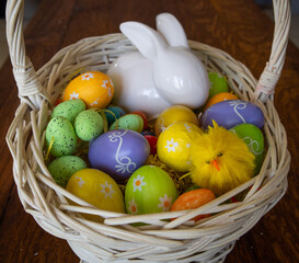 easter eggs in basket