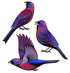 Stylized Bird - Varied Bunting