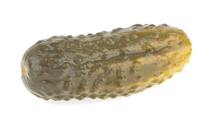 Marinated cucumber isolated on a white background. Gherkin. Salted cornichon.