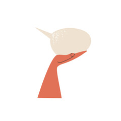 Voter with vote or Man's hand up holding white speech bubble with idea comment information opinion or message flat vector cartoon illustration. One person arm with poll card isolated on background