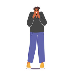 Joyous African Man Crying of Laughter with Closed Eyes, Male Character Laughing at Something Funny, Reaction on Joke