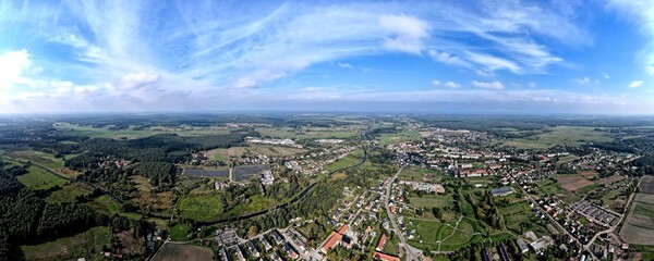 Eggesin, Blick von Süden über die Karl-Marx-Straße, 180°-Panorama