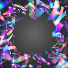 Rainbow Tinsel. Purple Disco Glare. Modern Foil. Shiny Prismatic Gradient. Blur Design. Bokeh Glitter. Glitter Art. Hologram Texture. Blue Rainbow Tinsel